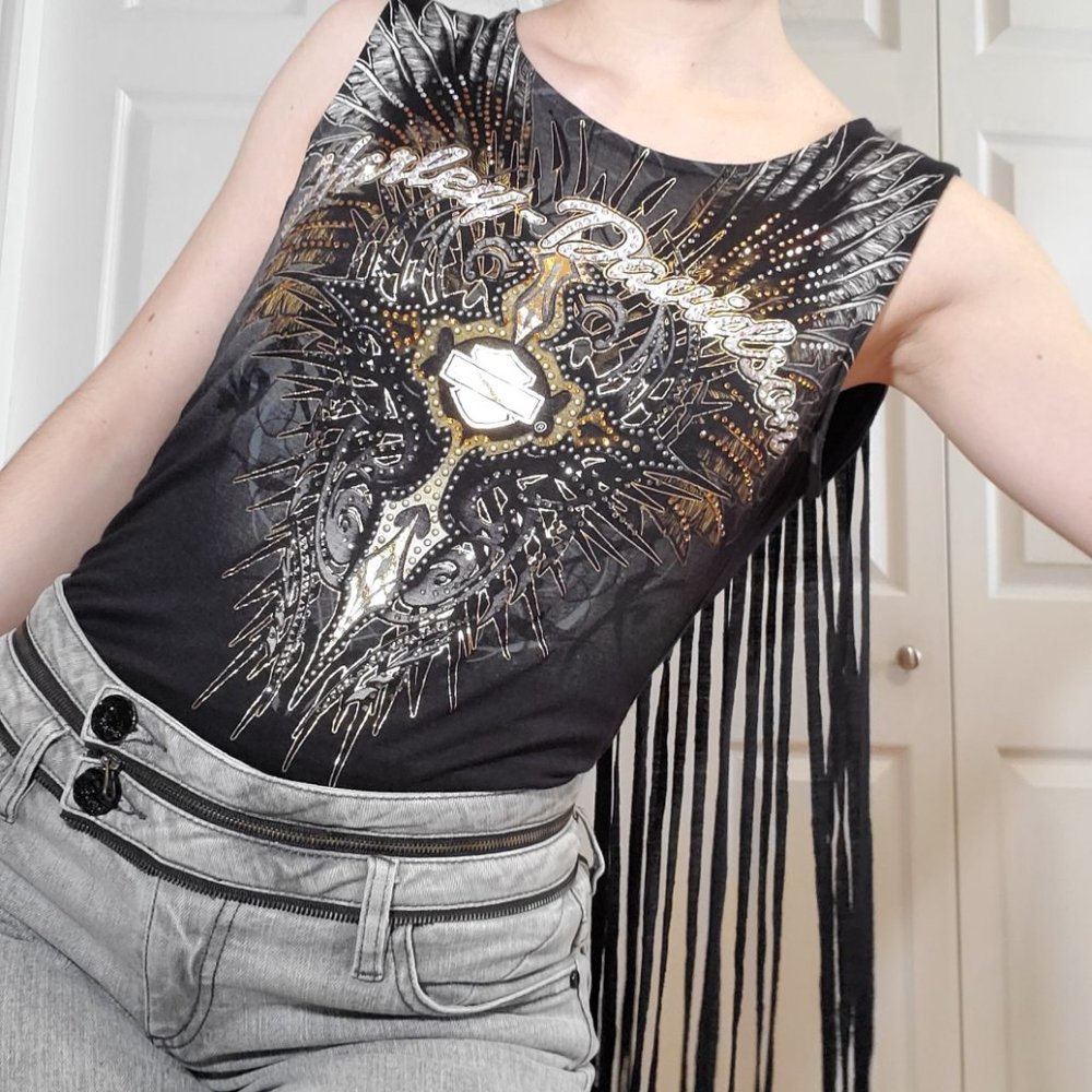 Harley-Davidson Black and Gold Tank Top